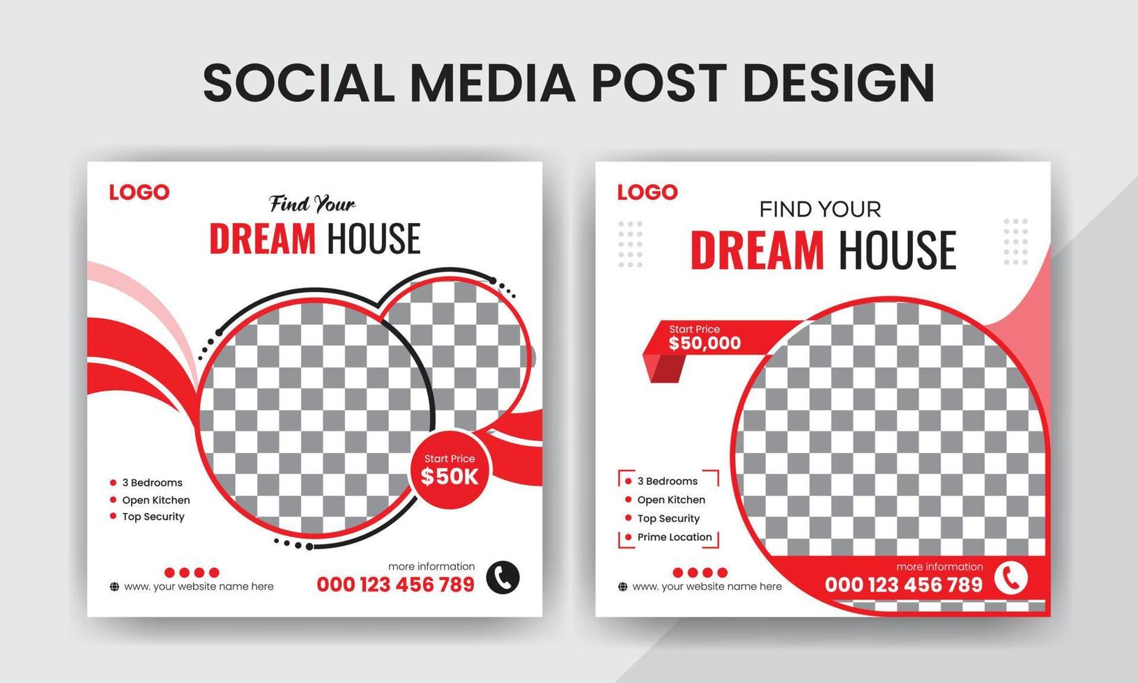 echt Nachlass Haus Sozial Medien Post Design vektor