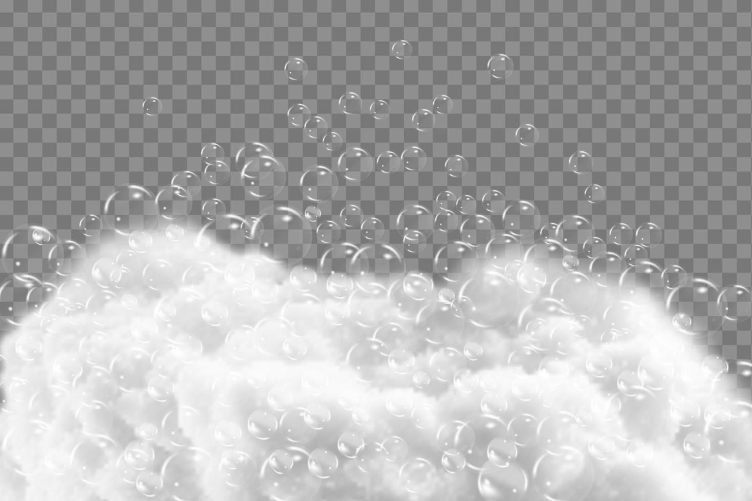 Bad Schaum isoliert auf transparent Hintergrund. Shampoo Luftblasen textur.funkelnd Shampoo und Bad Schaum Vektor Illustration.