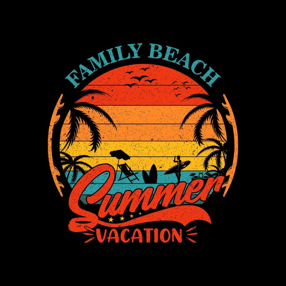 familiär Strand Sommer- T-Shirt Design vektor