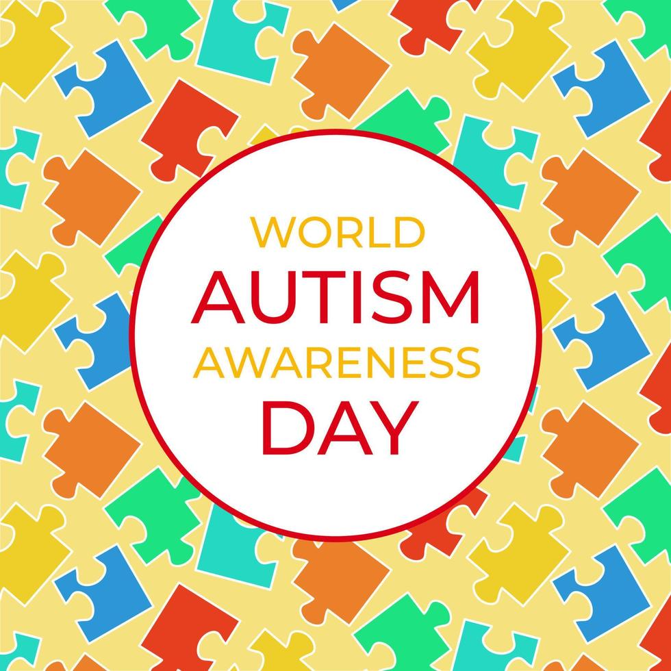 Banner mit Rätsel Muster zum Welt Autismus Bewusstsein Tag Vektor Illustration im eben Stil