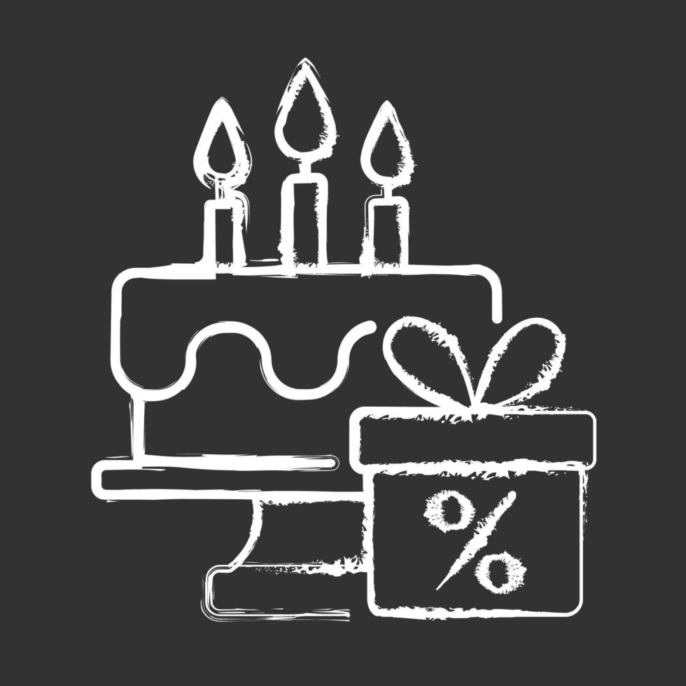 weiße Ikone des Geburtstagsrabattkreides auf schwarzem Hintergrund vektor