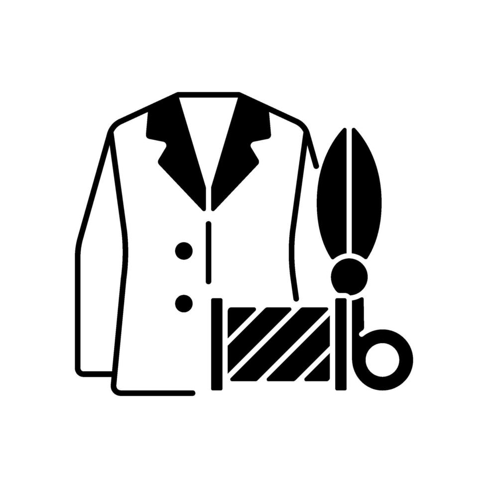benutzerdefinierte Anzüge und Hemden schwarz lineares Symbol vektor
