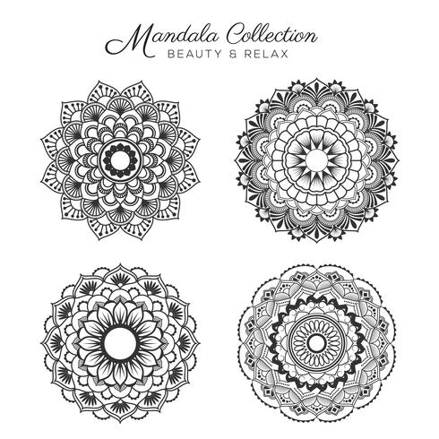Set av mandala dekorativa och prydnadsdesign vektor