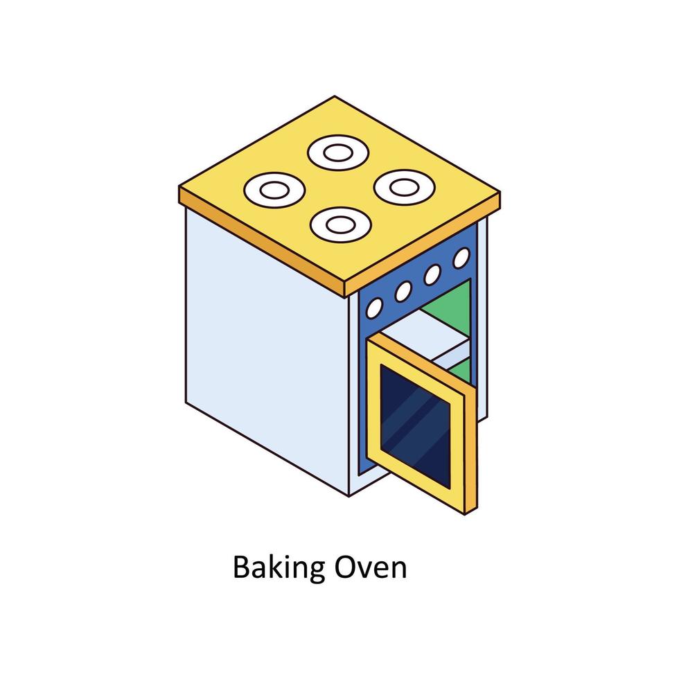 bakning ugn vektor isometrisk ikoner. enkel stock illustration stock