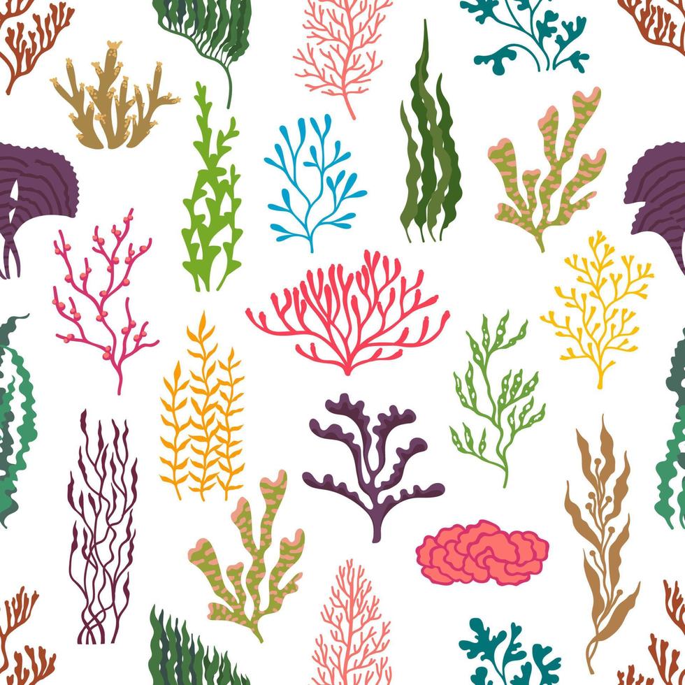 under vattnet tång växter sömlös mönster vektor
