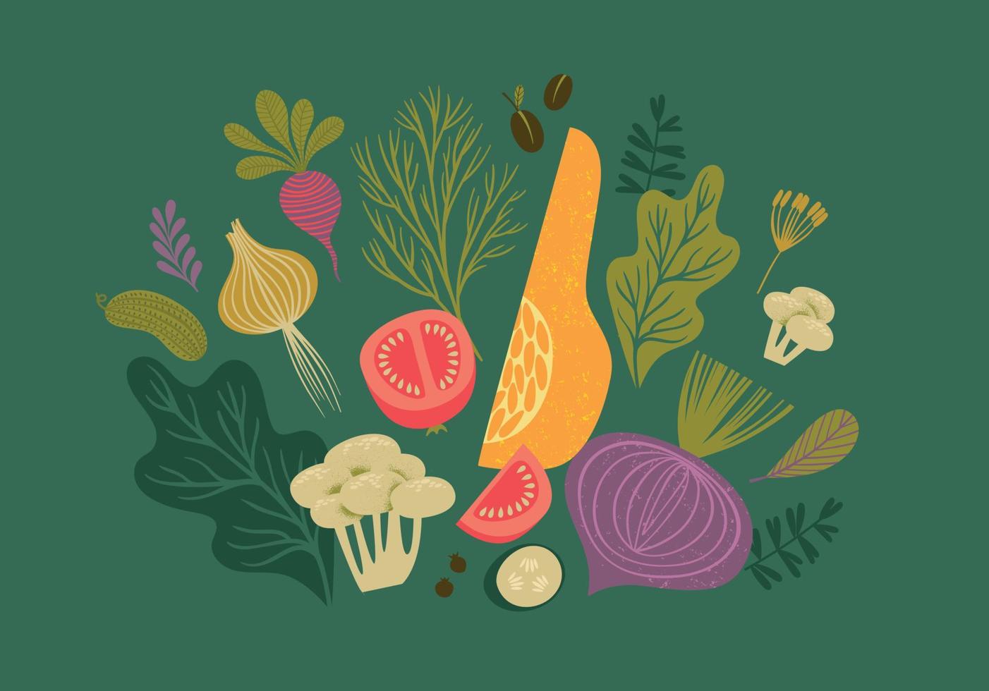 vektor illustration av frukt och grönsaker. friska mat. isolerat element design