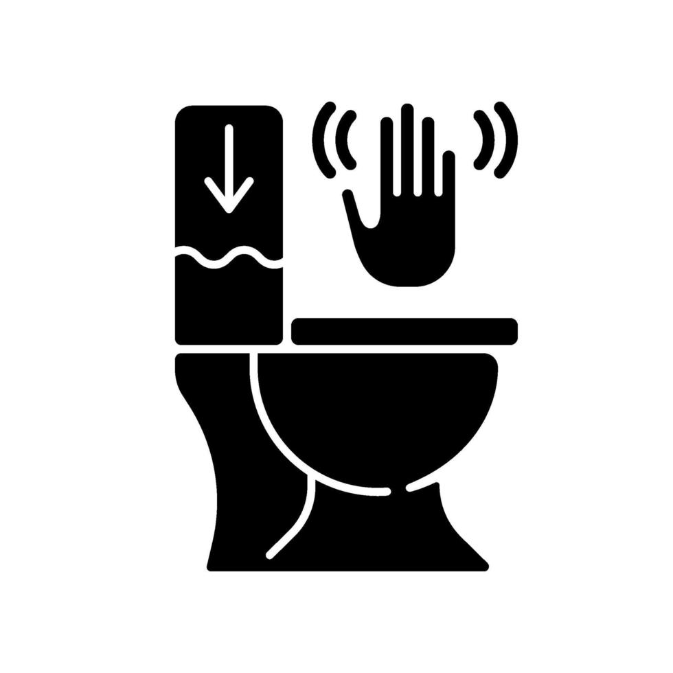 berührungsloses schwarzes Glyphen-Symbol für die Toilettenspülung vektor