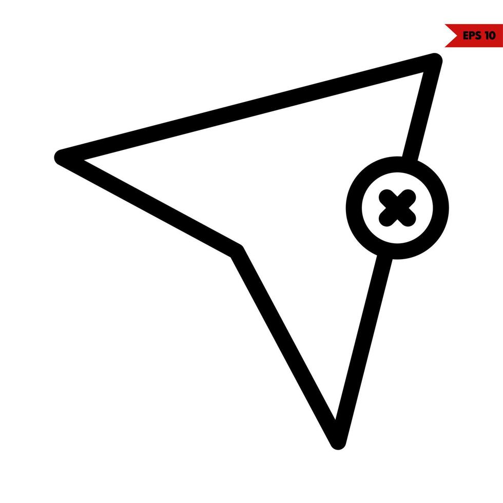 Flugzeug mit Kreuz im Taste Linie Symbol vektor