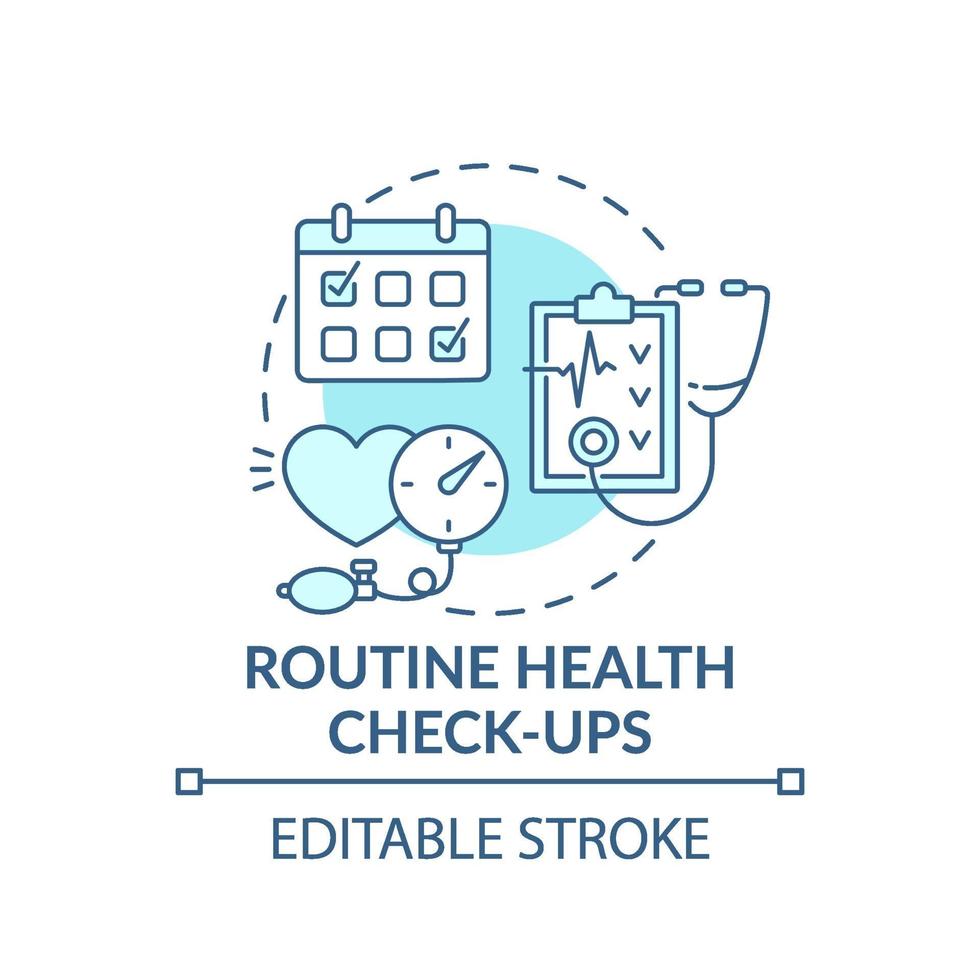blaues Konzeptsymbol für routinemäßige Gesundheitsuntersuchungen vektor