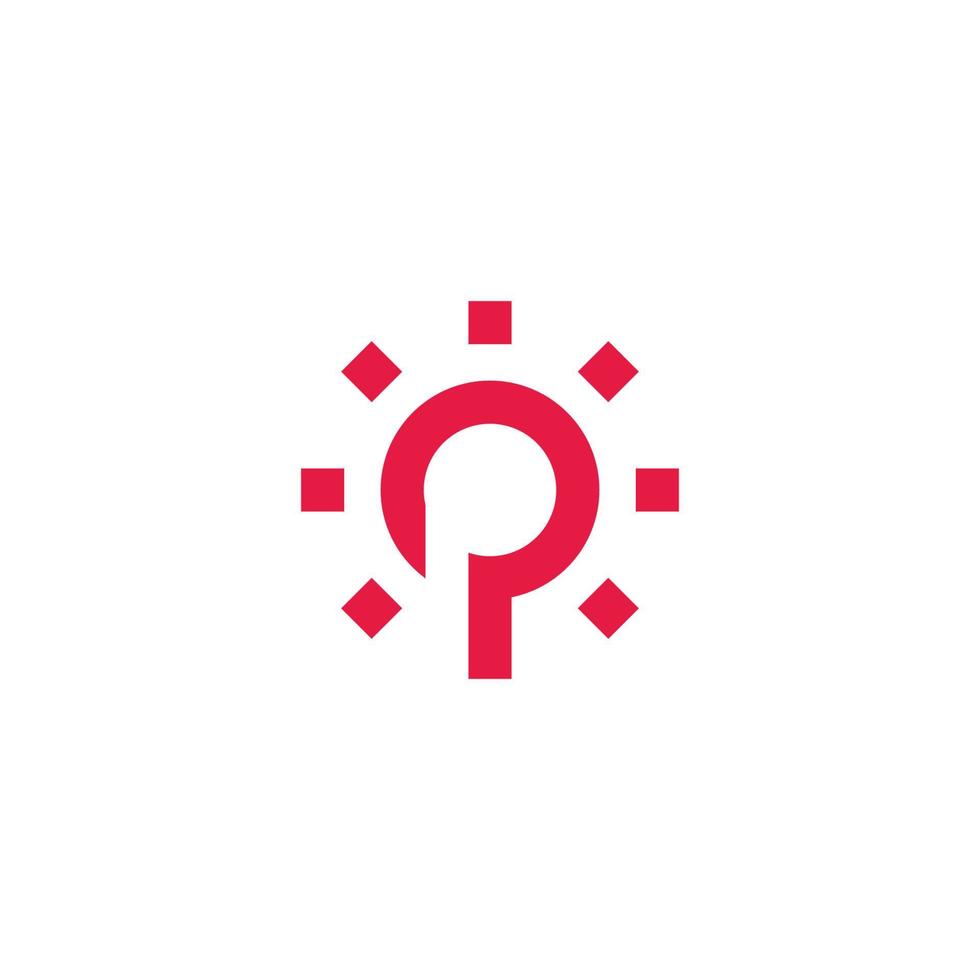 Brief p Leistung Sonne Symbol Logo Vektor