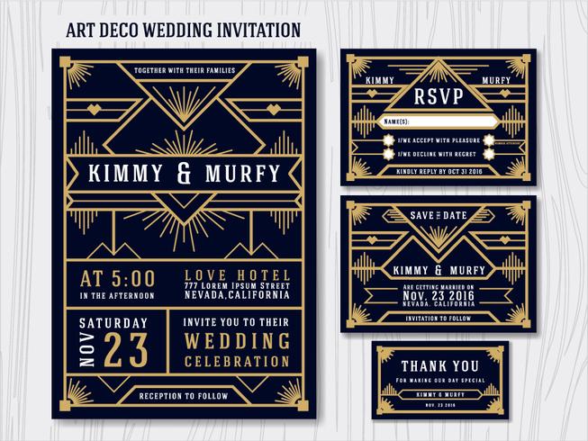 Große Gatsby Art Deco Hochzeit Einladungsvorlage. Inkl vektor