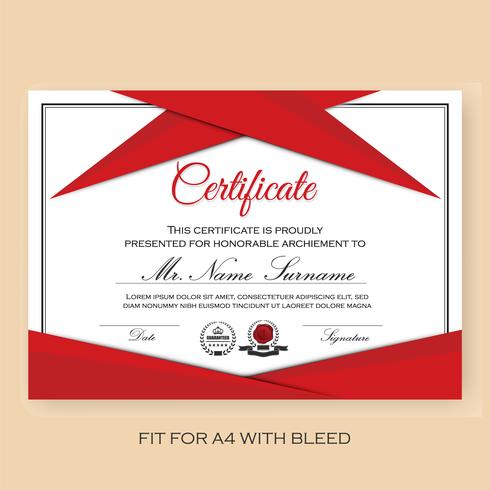 Modern Verified Certificate Background Template mit roter Farbe S vektor