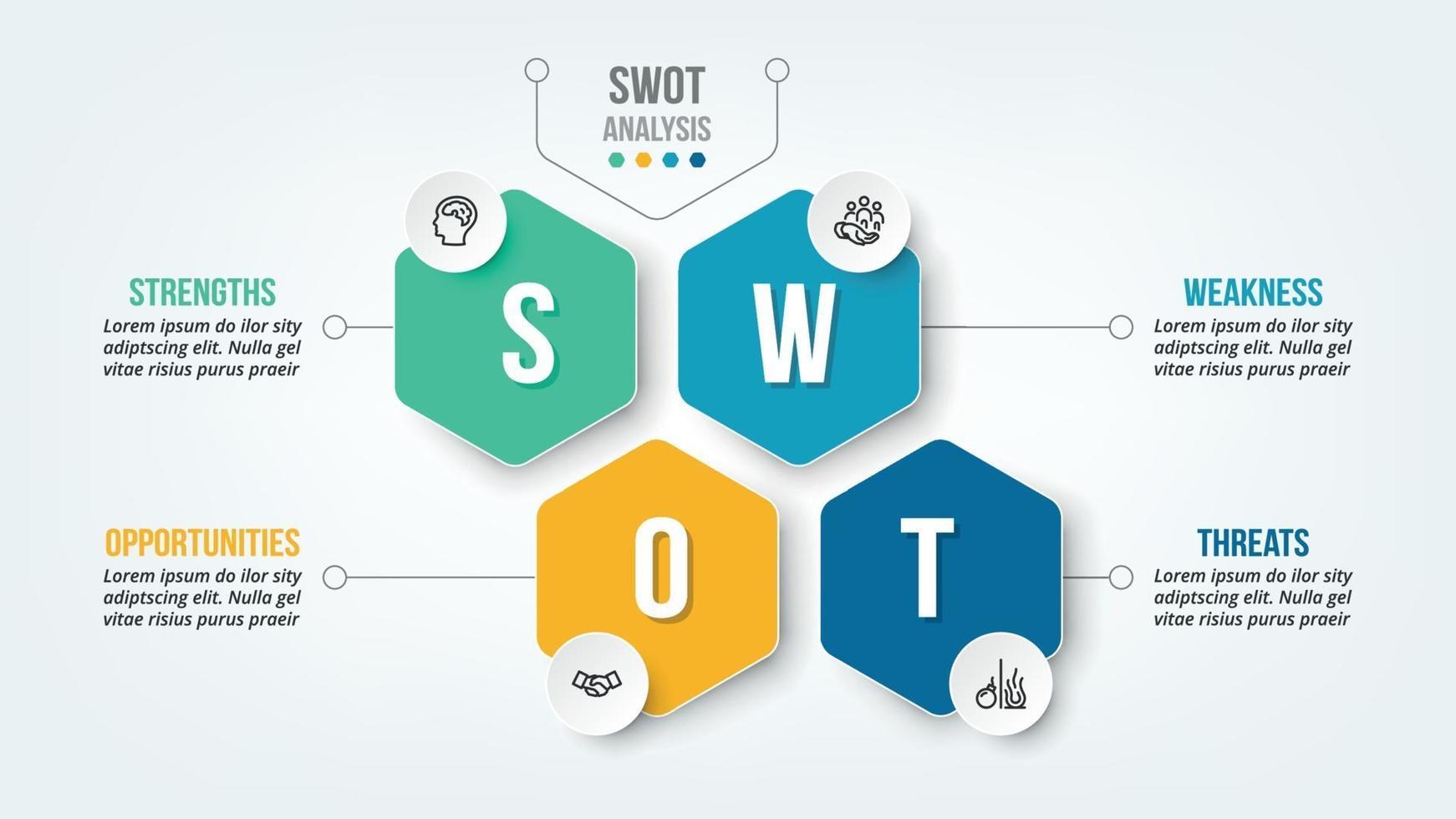 Swot-Analyse-Geschäft oder Marketing-Infografik-Vorlage. vektor