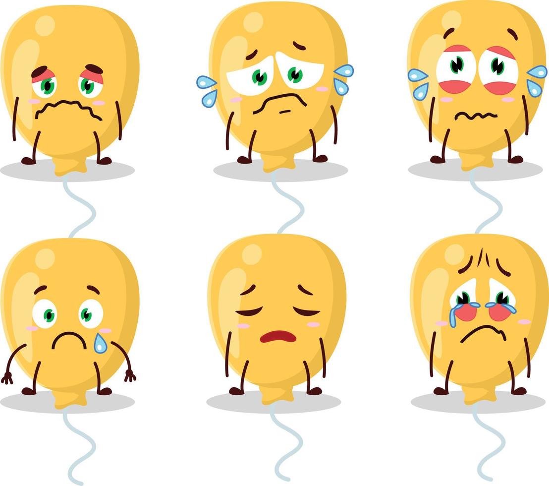 gul ballong tecknad serie karaktär med ledsen uttryck vektor