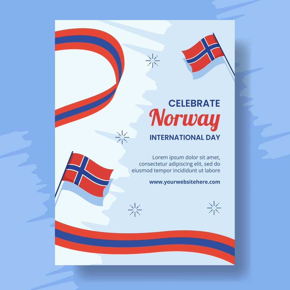 Norge nationell dag vertikal affisch platt tecknad serie hand dragen mallar bakgrund illustration vektor