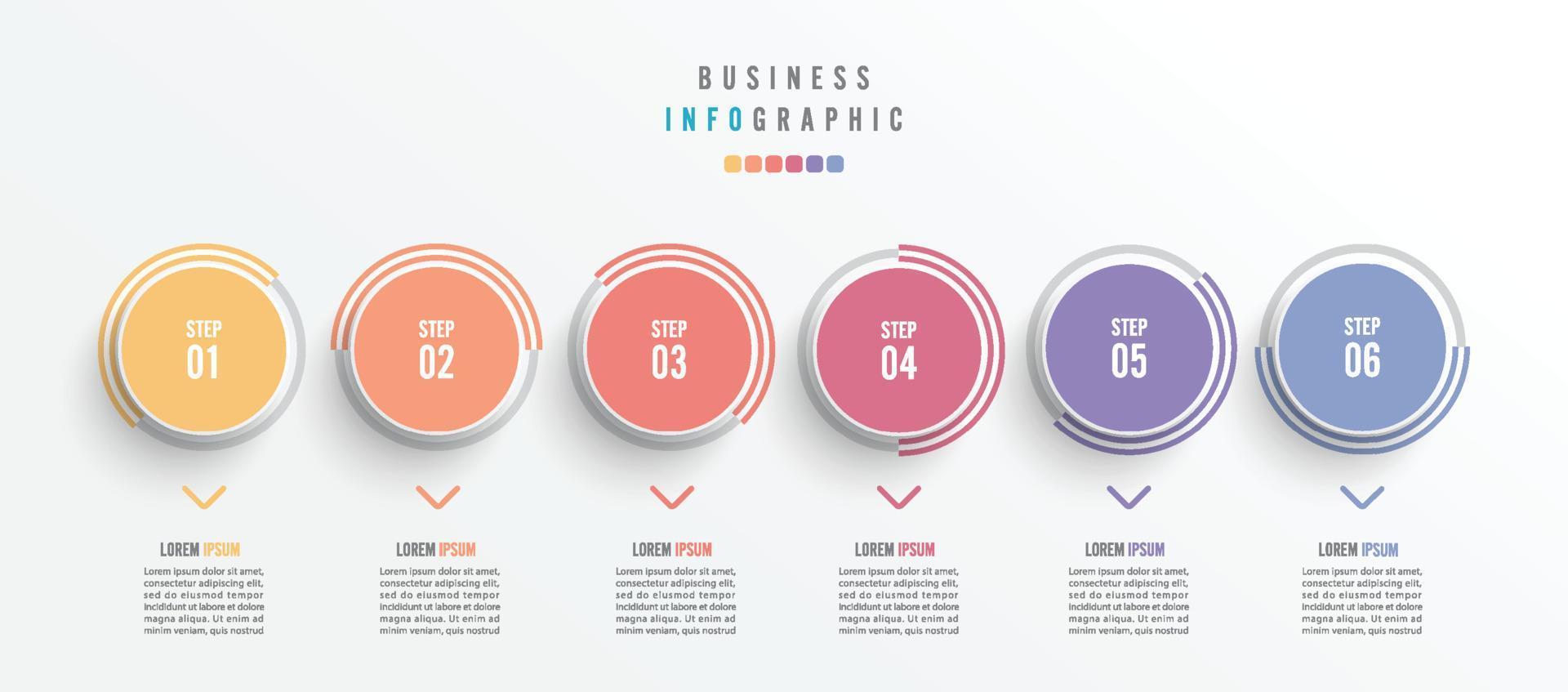 Business-Infografik-Element mit 6 Optionen, Schritten, Zahlenvektor-Vorlagendesign vektor