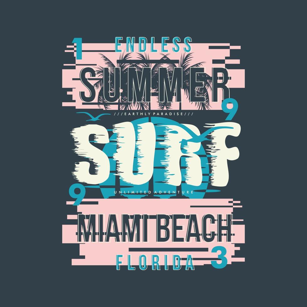 Surfen Miami Strand Florida Beschriftung abstrakt Grafik Vektor drucken