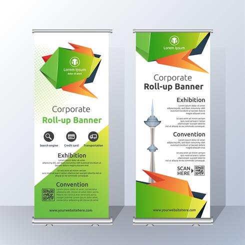 Vertikal Roll Up Banner Template Design för annonsering och annonsering vektor