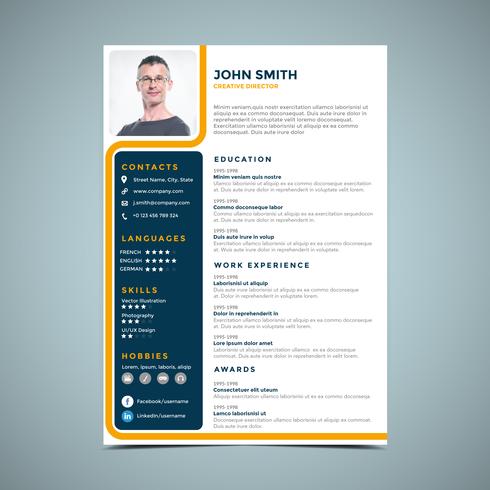 Gelbe Linie Resume Design vektor