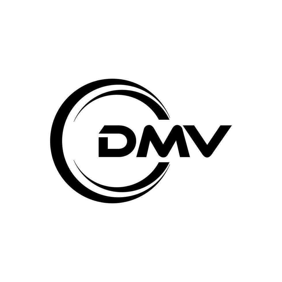 dmv brev logotyp design i illustration. vektor logotyp, kalligrafi mönster för logotyp, affisch, inbjudan, etc.