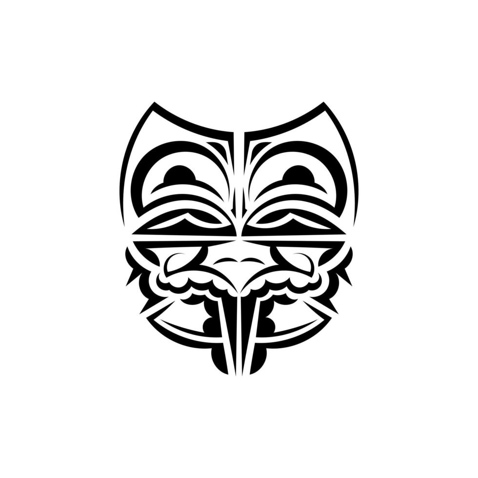 dekorativ ansikten. maori stam- mönster. lämplig för grafik. isolerat på vit bakgrund. svart prydnad, vektor illustration.