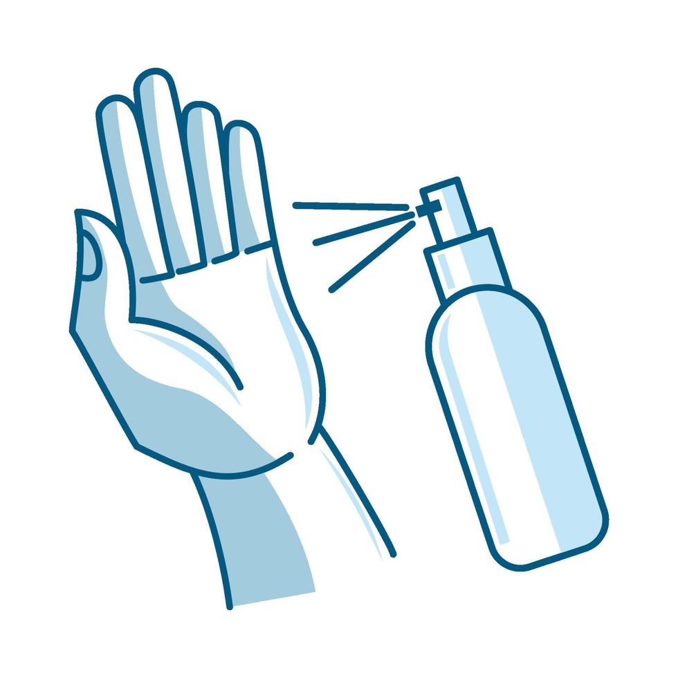 Waschen der Hand mit Desinfektionsmittel-Flüssigseifenvektorikonenentwurf vektor