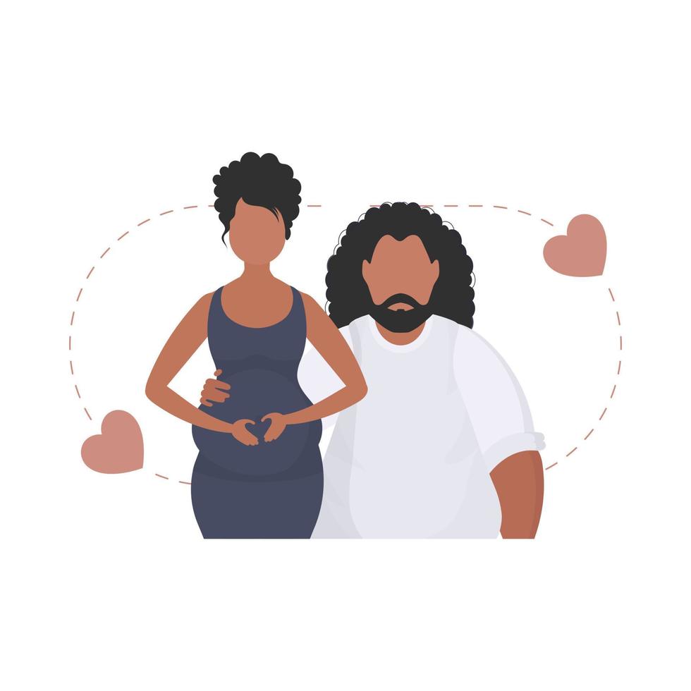 ein schwanger Frau mit ihr Mann Hüfthoch. isoliert. glücklich Schwangerschaft Konzept. Vektor Illustration.