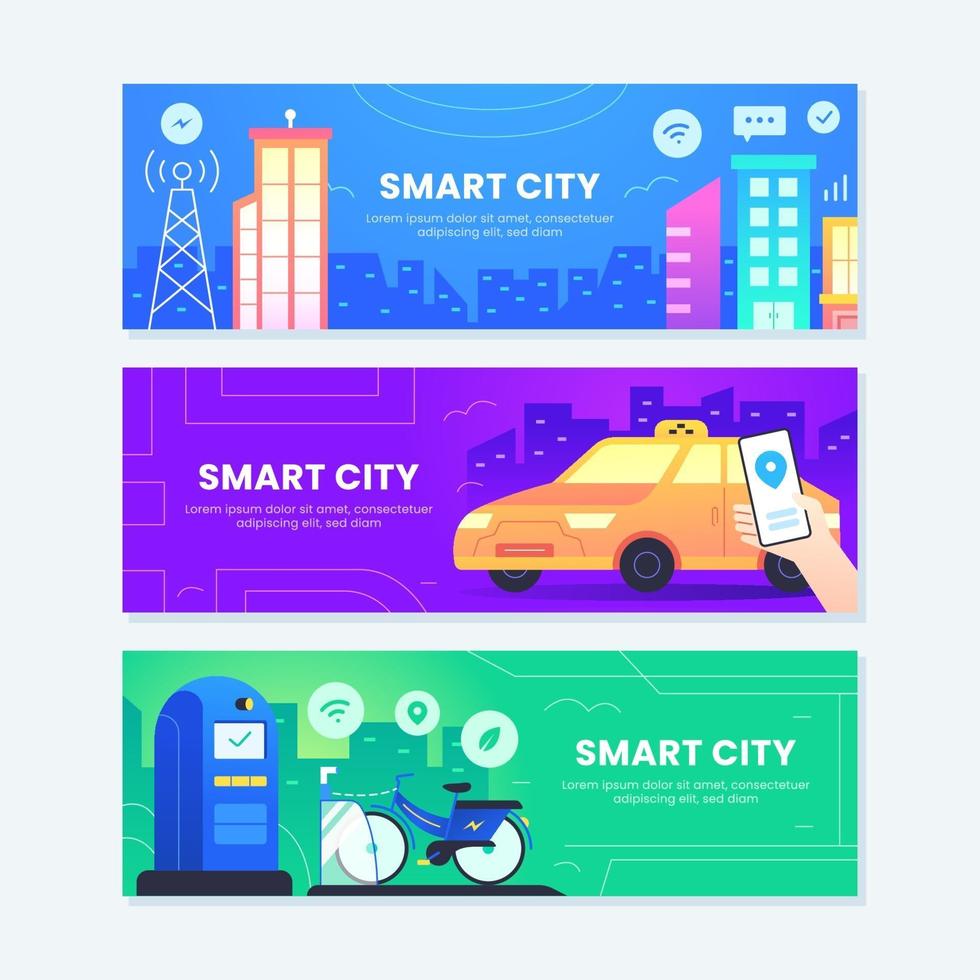 Smart City Banner Set Vorlage vektor