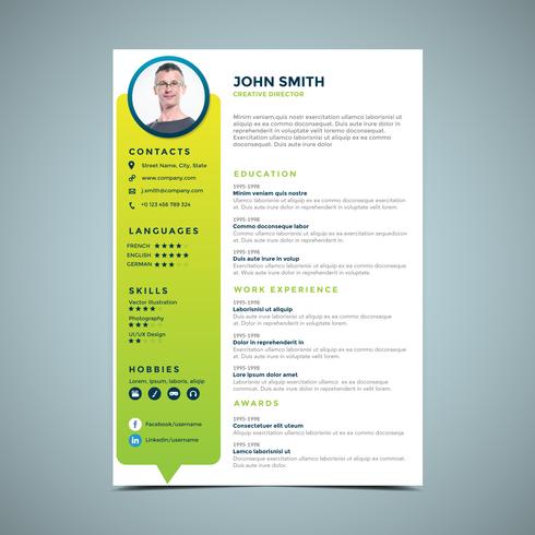 grön cirkel resume design vektor