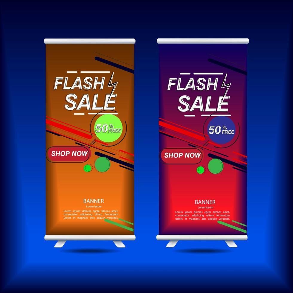 Flash-Verkauf vertikales Poster Design Vektor Vorlage Illustration Set