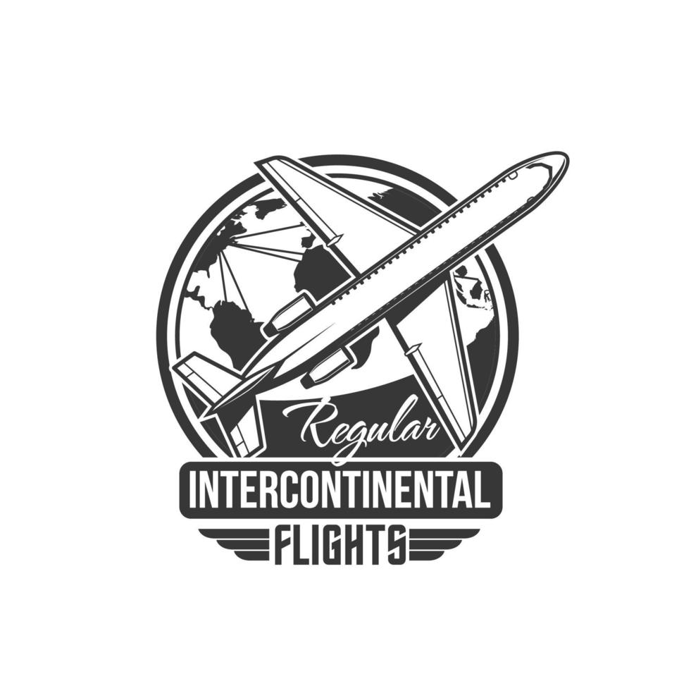 Fluggesellschaft interkontinental Flüge Jahrgang Symbol vektor