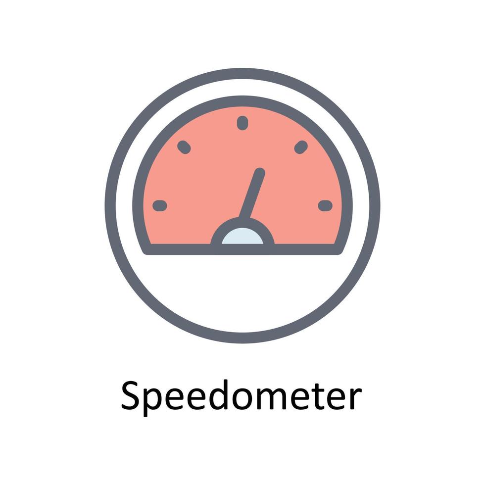 Tachometer Vektor füllen Gliederung Symbole. einfach Lager Illustration Lager