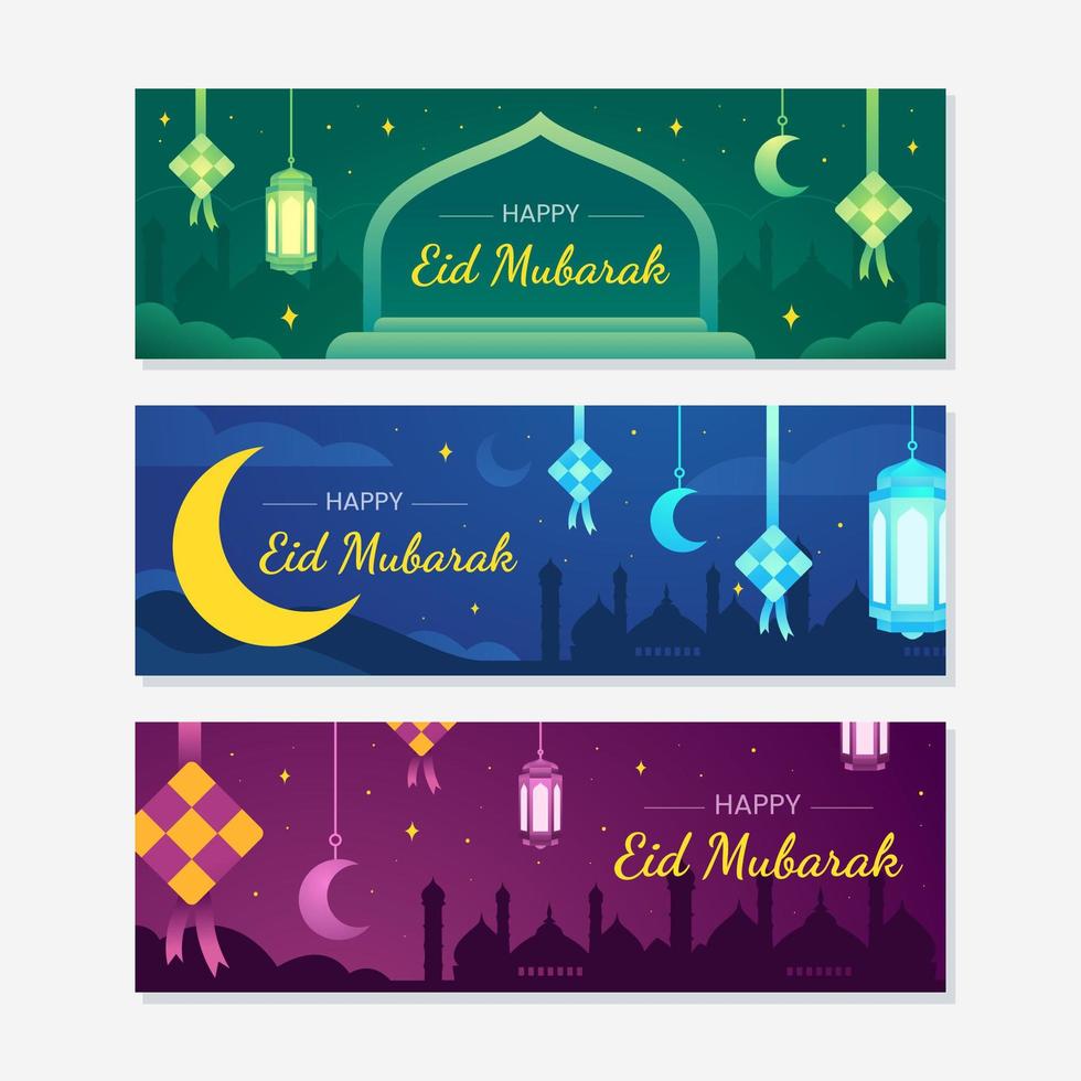 eid mubarak banner vorlagensatz vektor