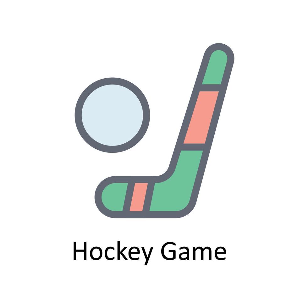 hockey spel vektor fylla översikt ikoner. enkel stock illustration stock