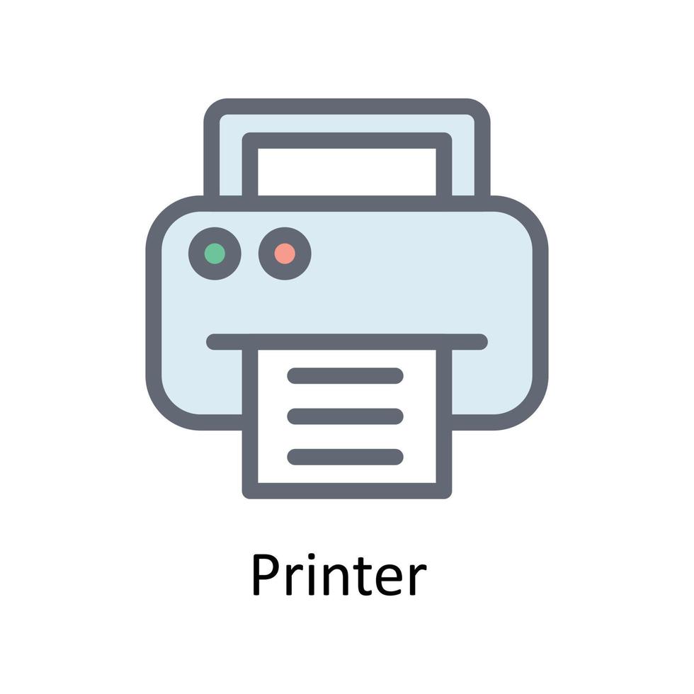 Drucker Vektor füllen Gliederung Symbole. einfach Lager Illustration Lager