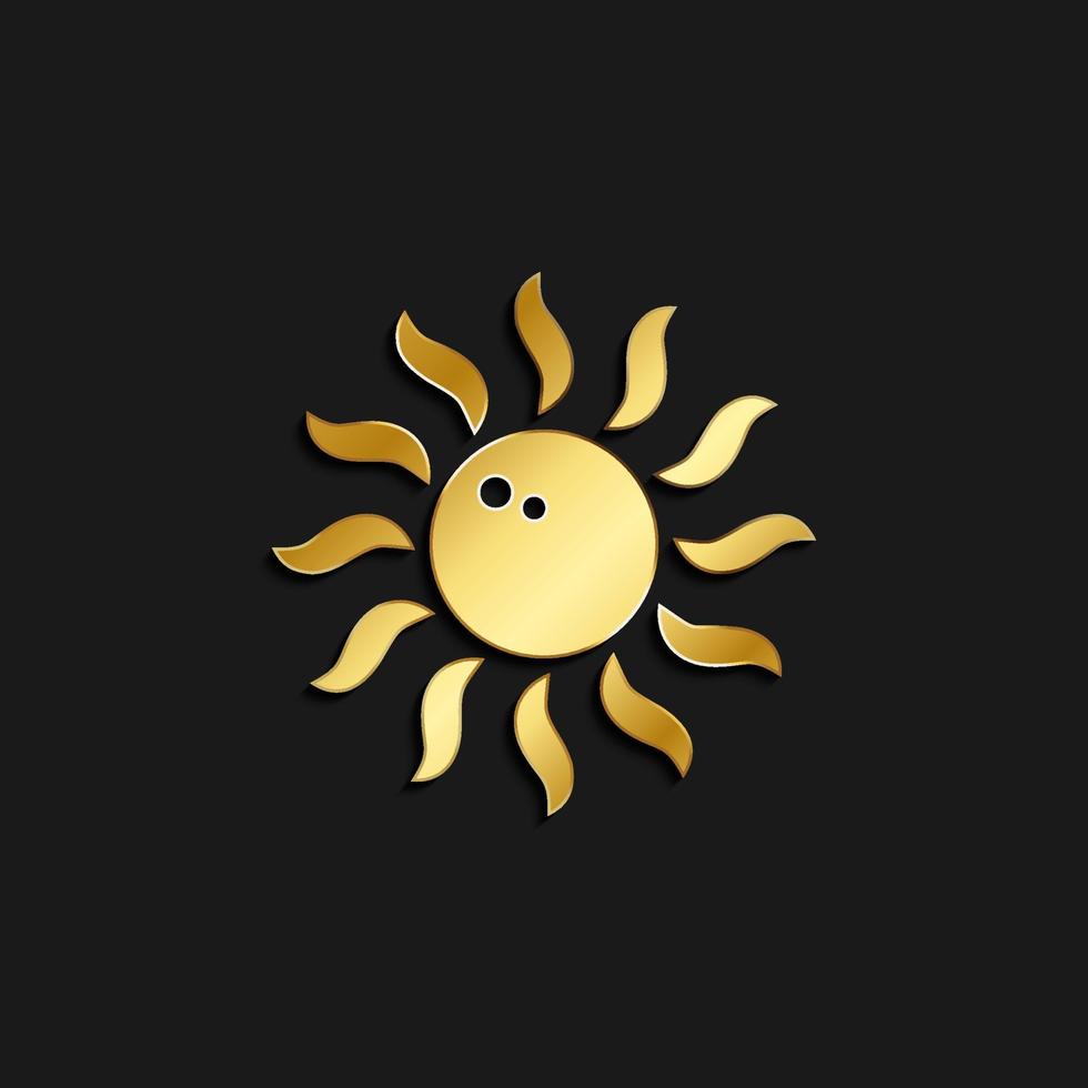 Sonne Gold Symbol. Vektor Illustration von golden Stil. Sommer- Zeit auf dunkel Hintergrund .