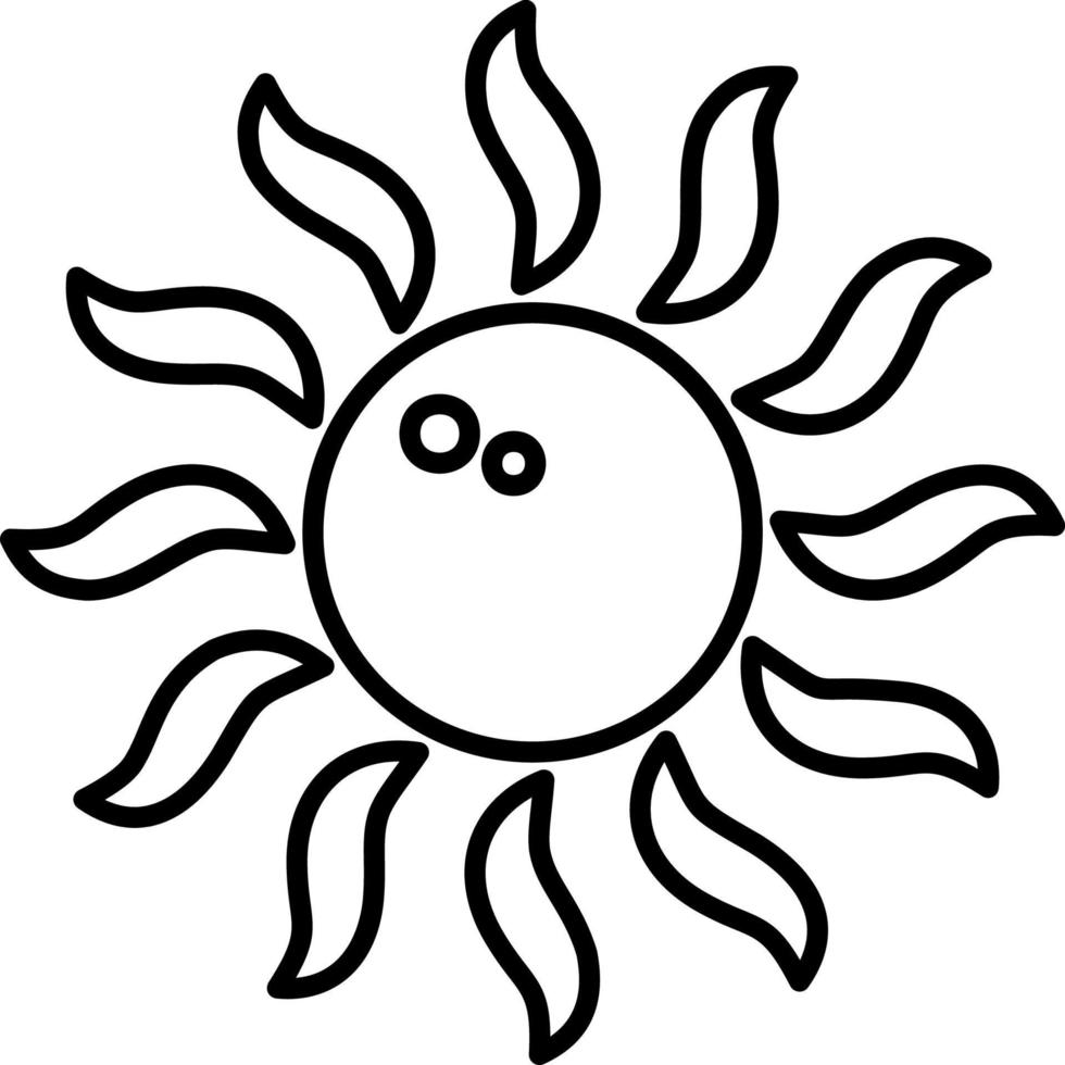 Sonne, Emoji Linie Symbol Vektor. Gliederung Vektor Symbol Sonne Emoji auf Weiß Hintergrund.