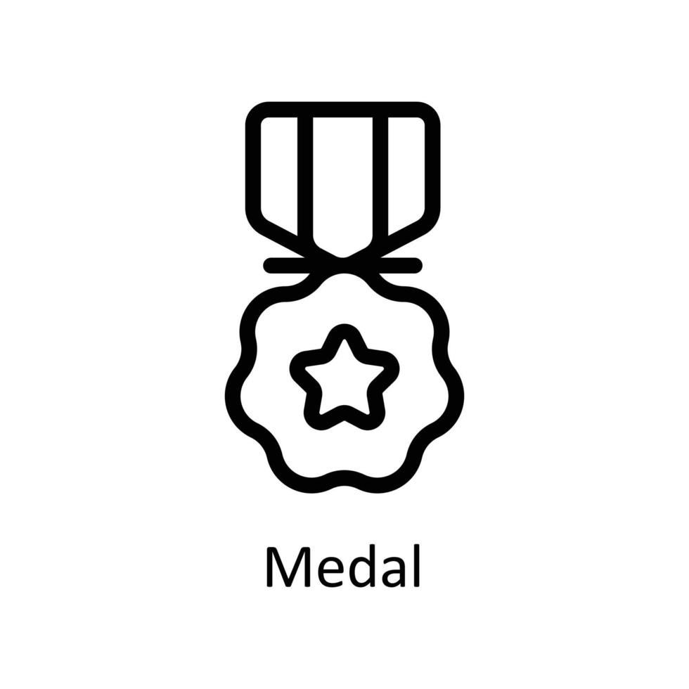 medalj vektor översikt ikoner. enkel stock illustration stock