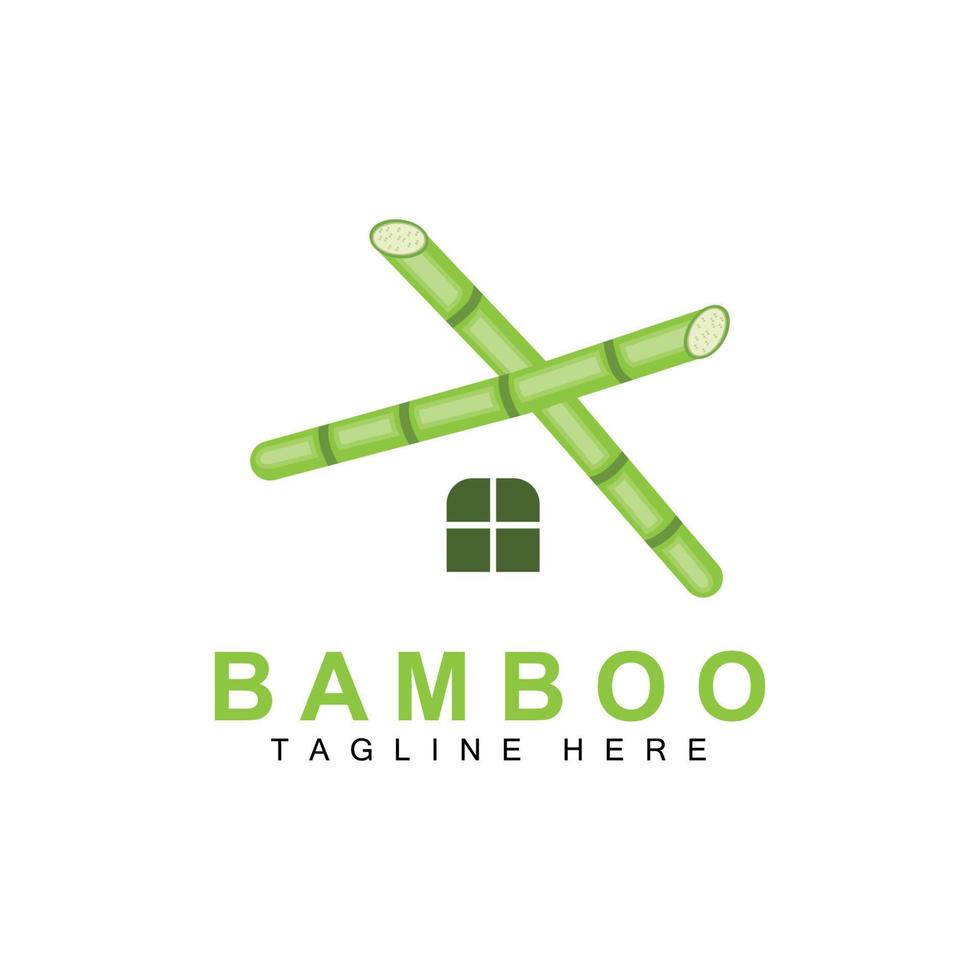 Bambus Logo, Grün Pflanze Design, Natur Baum Vektor, Illustration Symbol vektor