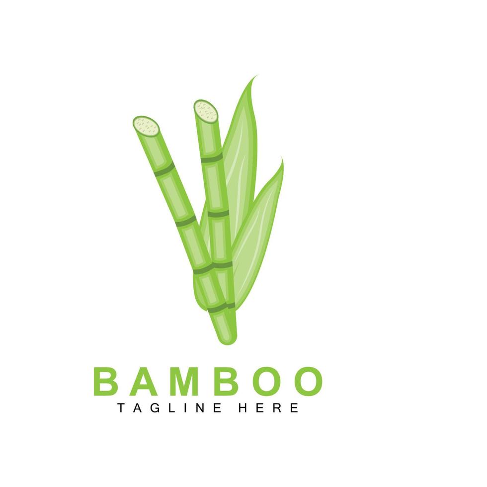 bambu logotyp, grön växt design, natur träd vektor, illustration ikon vektor