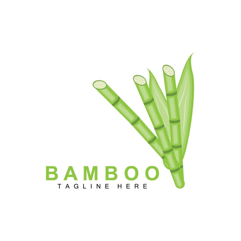 bambu logotyp, grön växt design, natur träd vektor, illustration ikon vektor