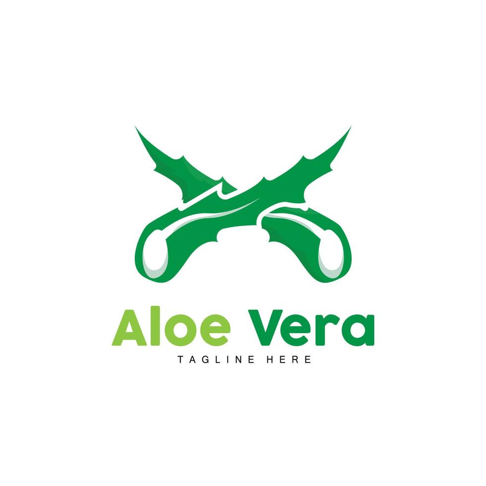 aloe vera logotyp, grön växt design, traditionell medicin och hud vård växt vektor, hår vård, symbol ikon illustration vektor