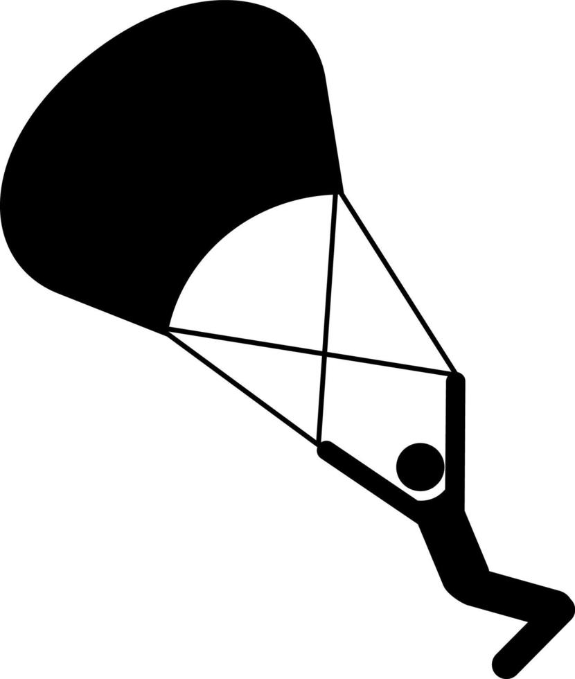 Fallschirm, Mann, Symbol. Sommer- Vektor Symbol schwarz dünn eben Symbol von Tourismus zum Netz und App Entwicklung isoliert auf Weiß Hintergrund. Vektor auf Weiß Hintergrund