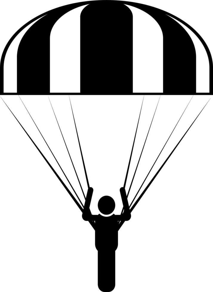 Fallschirm, Mann, Symbol. Sommer- Vektor Symbol schwarz dünn eben Symbol von Tourismus zum Netz und App Entwicklung isoliert auf Weiß Hintergrund. Vektor auf Weiß Hintergrund