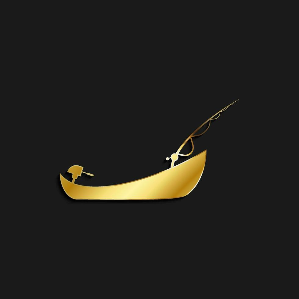 Angeln, Boot, Symbol Gold Symbol. Vektor Illustration von golden Stil auf dunkel Hintergrund