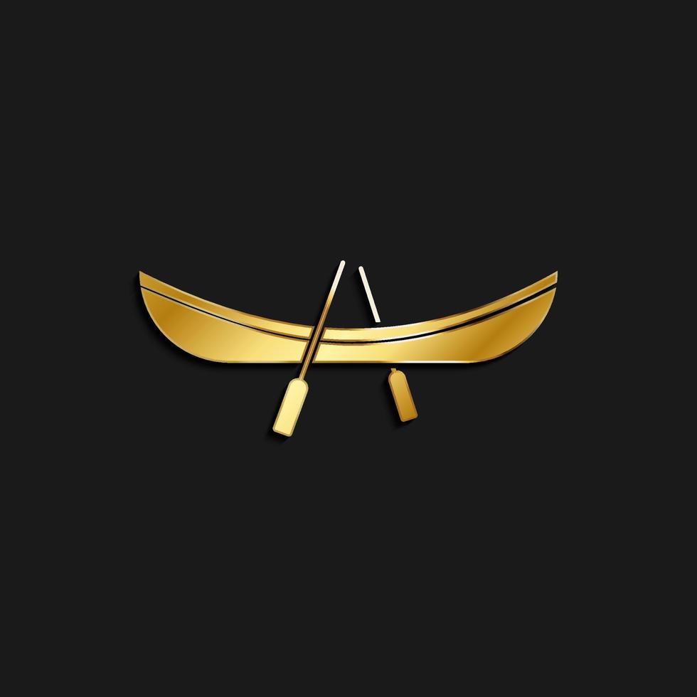 Angeln, Boot, Symbol Gold Symbol. Vektor Illustration von golden Stil auf dunkel Hintergrund