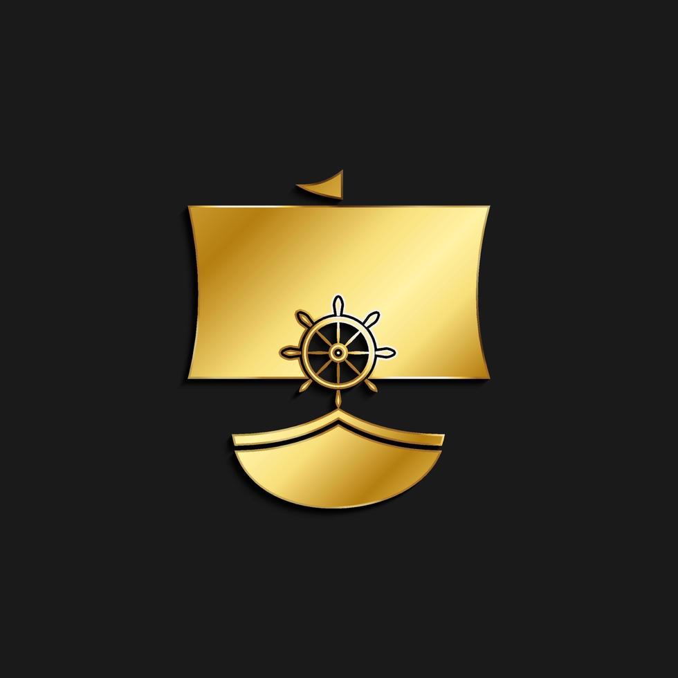 Schiff, Symbol Gold Symbol. Vektor Illustration von golden Stil auf dunkel Hintergrund