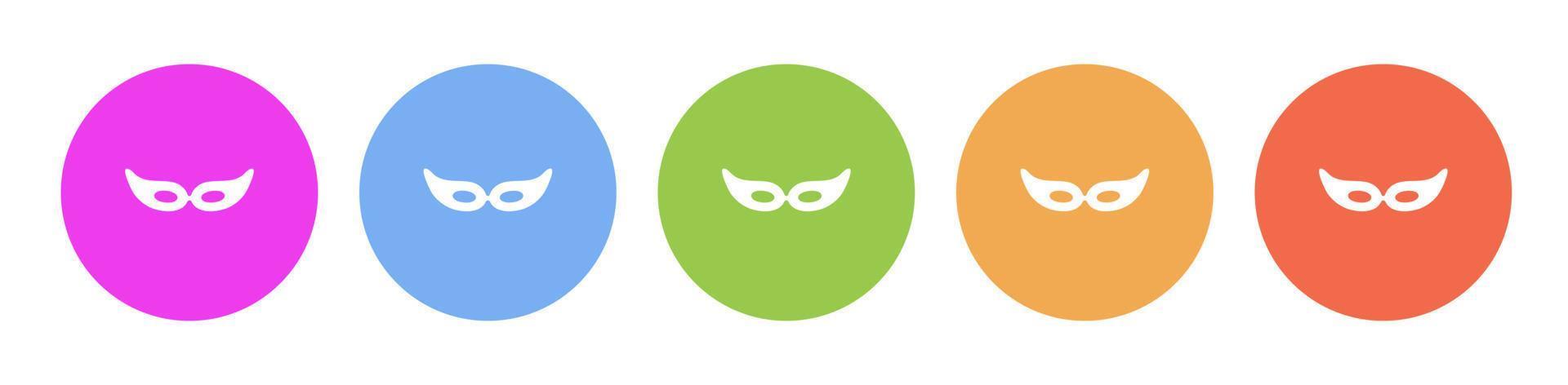 multi farbig Symbol Auge Maske. Taste Banner runden Abzeichen Schnittstelle zum Anwendung Illustration auf Weiß Hintergrund vektor