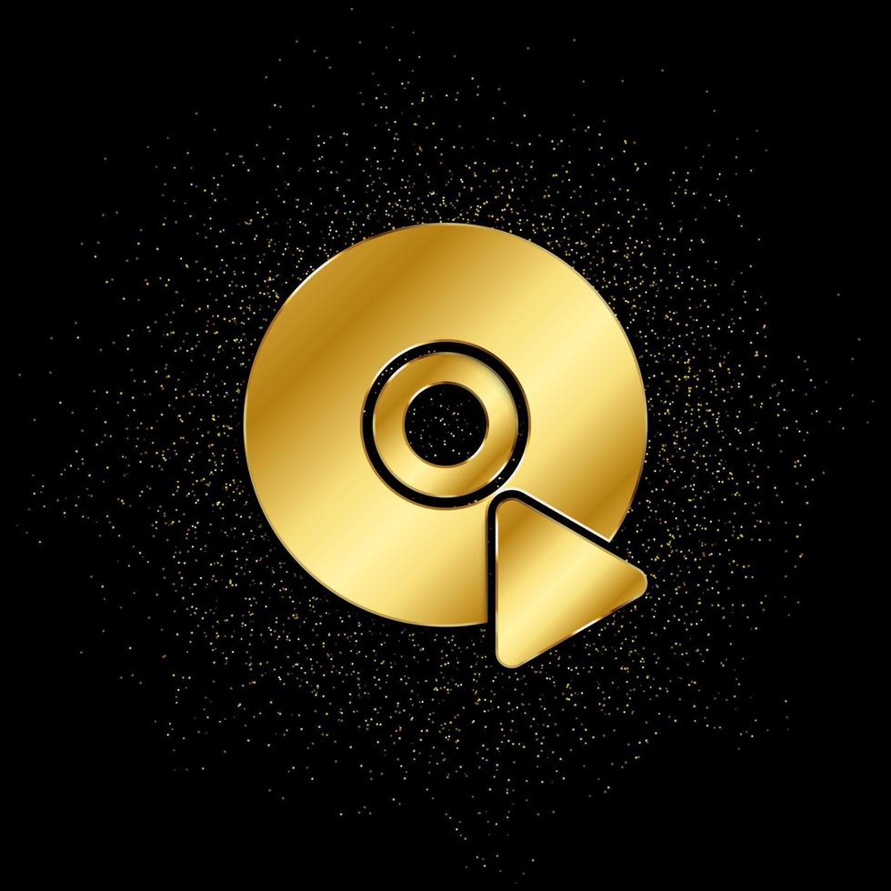 CD spelare guld ikon. vektor illustration av gyllene partikel bakgrund. guld ikon