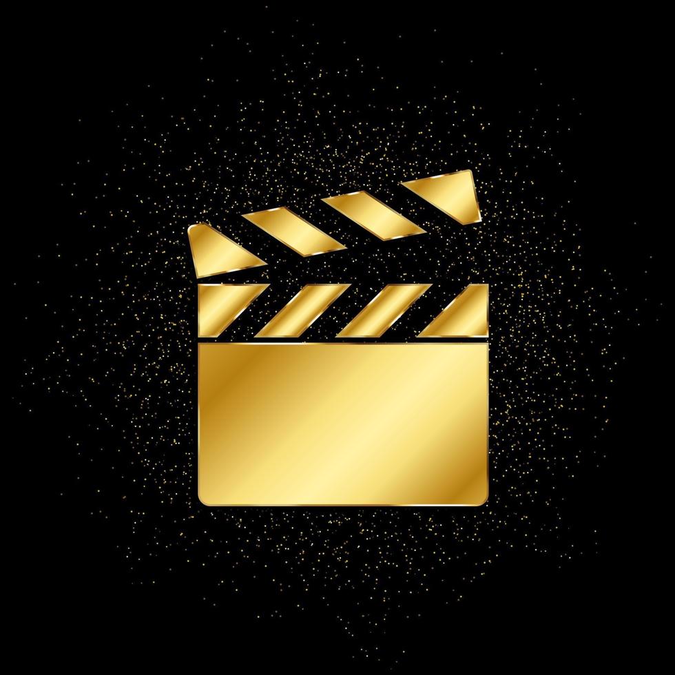 Video Kamera Gold Symbol. Vektor Illustration von golden Partikel Hintergrund. Gold Symbol